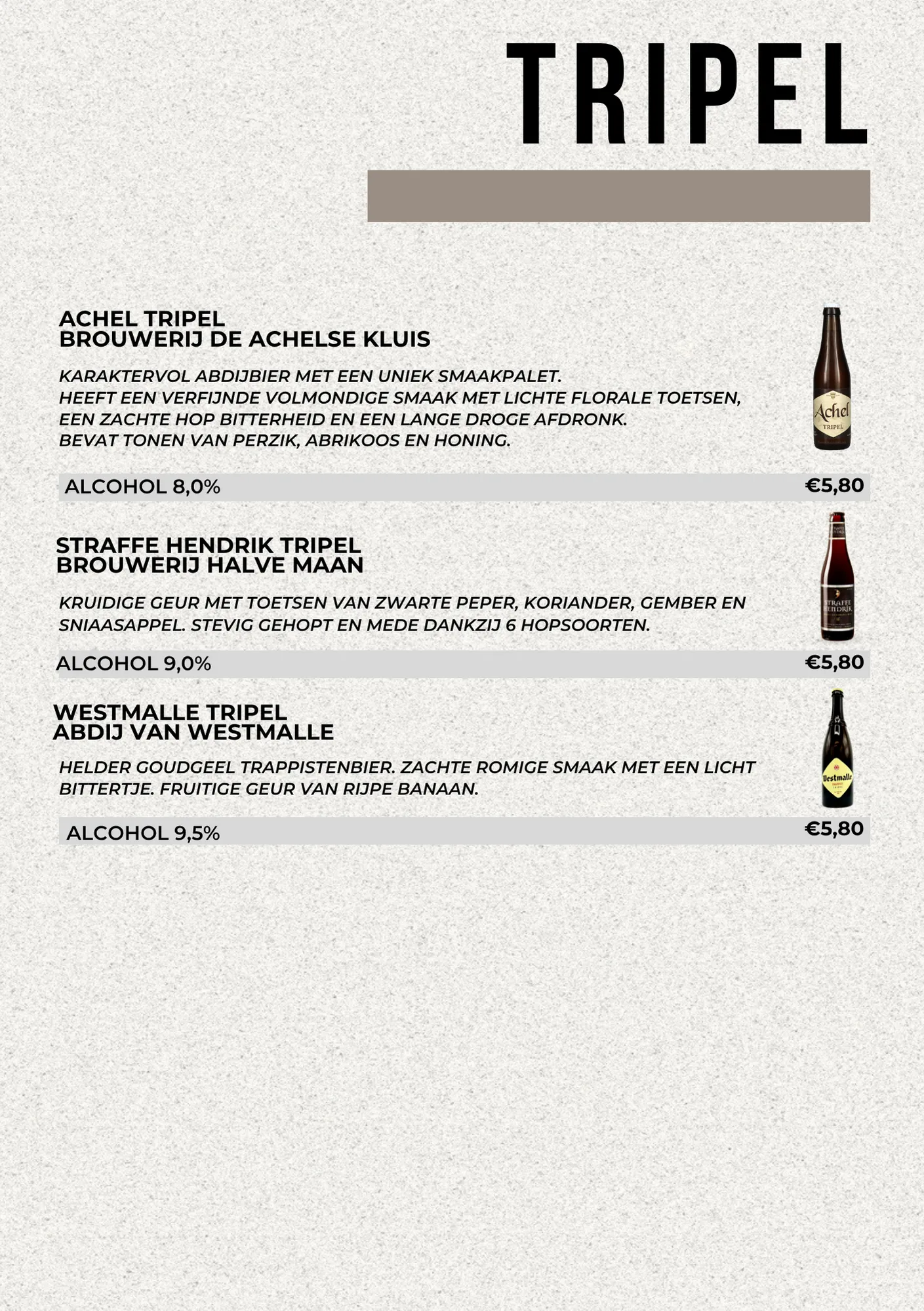 Tripel bier vervolg